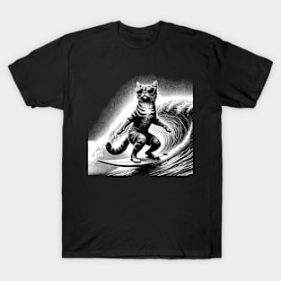 Funny Cat Surfing Gifts Funny Cat Surfer T-Shirt